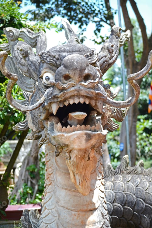 Preview: Mosaic Sculpture Of Dragon At Linh An Pagoda. Dalat. Vietnam