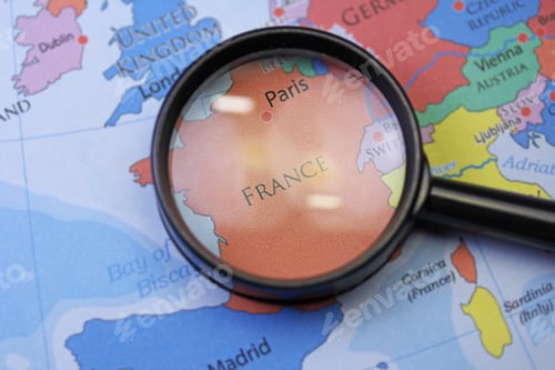 Preview: France Map Close Up With Magnifier