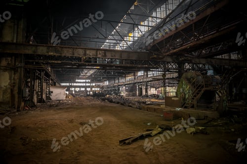 Preview: Large Industrial Hall With Low Light Angle Shot