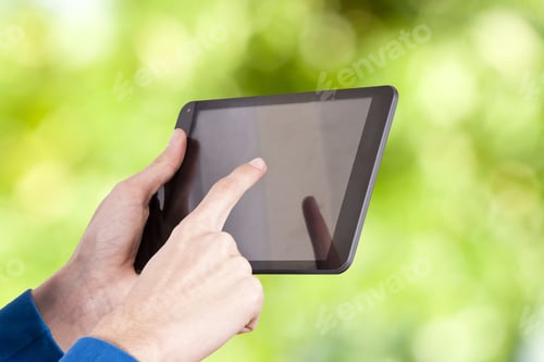 Preview: Hands With Tablet On Natural Background