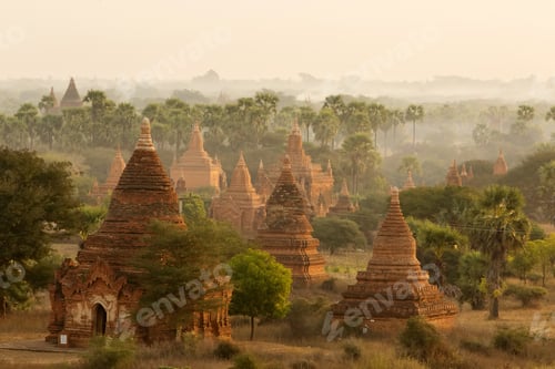 Preview: Buddhist Temples In Bagan At Sunset, Myanmar
