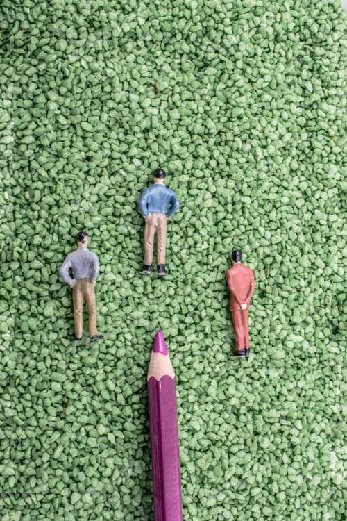 Preview: Tiny Figurine Of Man Model And Pencil In Green Sand Texture