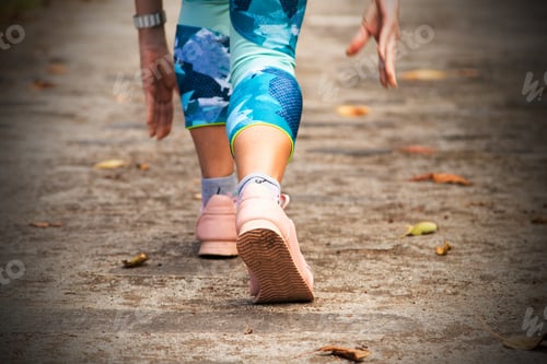 Preview: Runner'S Feet At The Start Preparing The Race