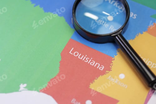 Preview: Louisiana Map Close Up With Magnifier