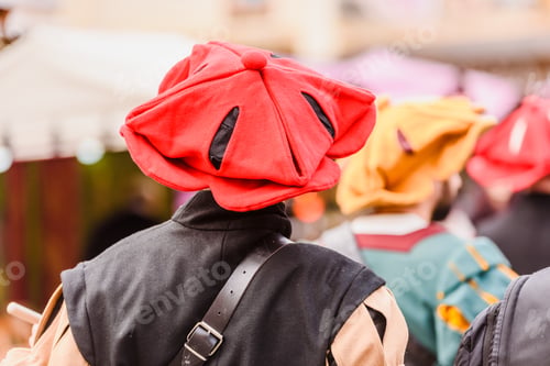 Preview: Detail Of The Actors' Costumes Disguised With Ancient Medieval Clothes During A Festival.