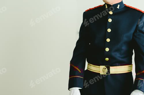 Preview: Formal Military Uniform with Gold Buttons and Belt