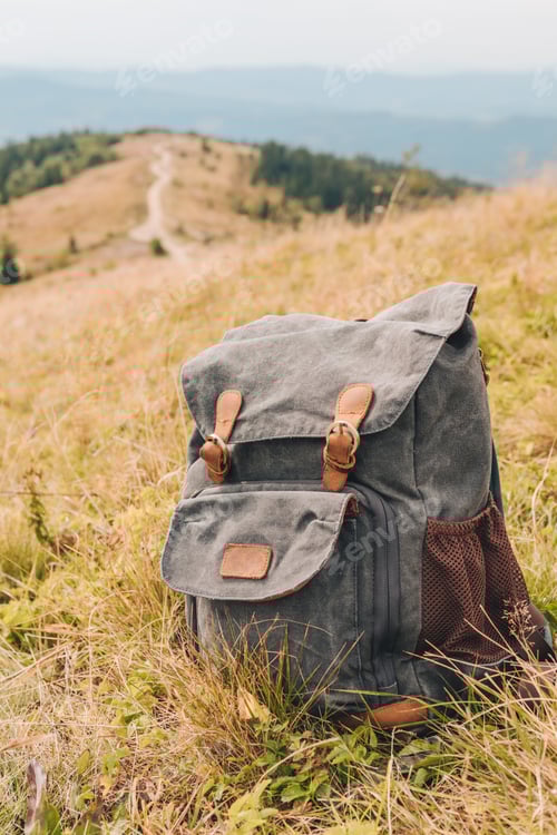 Preview: Hiking Backpack On The Top Of The Mountain