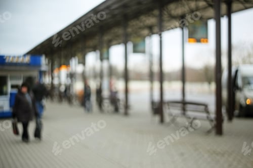 Preview: Blurred Bus Station Platform