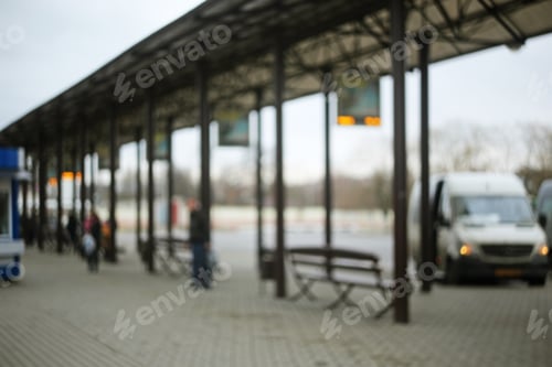 Preview: Blurred Bus Station Platforms