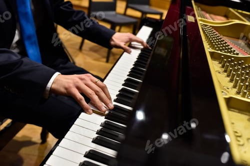 Preview: Professional Pianist Performing A Piece On A Grand Piano.