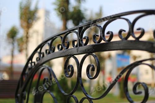 Preview: Ornate Iron Fence with Decorative Scrolls