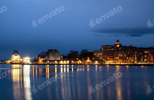 Preview: View Of Bergen At Night, Norway