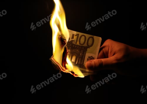 Preview: Burning Euros Money. Bribe Idea. Inflation Rates. Price Growth. Economy Crisis, Poverty
