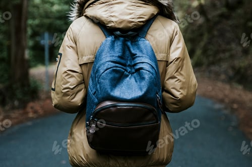 Preview: Backpack In Foreground Boy Back On The Mountain