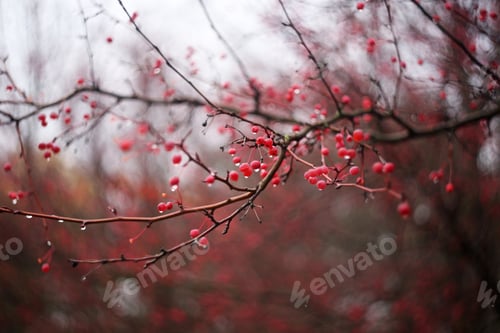 Preview: Red Berries With Water Drops Close Up