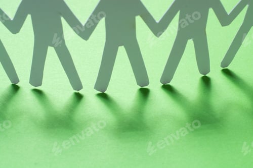 Preview: Group Of People Icon. The Meeting Of An Organization. Paper Cut Out In The Shape Of People