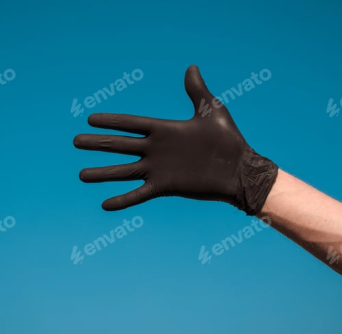 Preview: A Hand Wearing Black Glove With Action Gesture