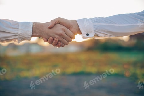 Preview: Agreement Of Success. Hands Concept. Nature Background.