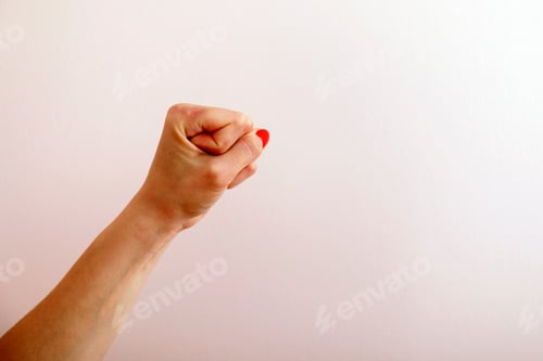 Preview: Women'S Hands. Fists Celebrating Victory Isolated On White Background.