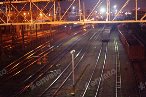 Preview: Blurred Rail Road Background At Night