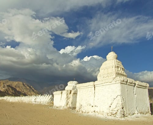 Preview: White Stupas Park Of The Shey Gompa - Tibet, Leh District, Ladakh, Himalayas, Jammu And Kashmir