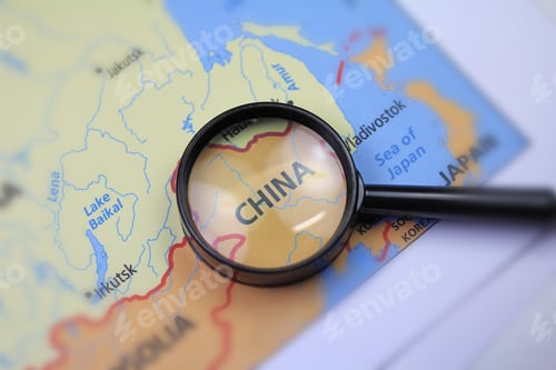 Preview: China Map Close Up With Magnifier