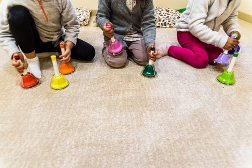 Preview: Children Ringing Musical Bells In Classroom.