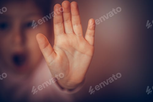 Preview: Woman Hand Sign For Stop Abusing Violence. International Human Rights Or Refugee Day Concept.