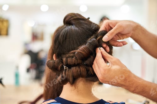 Preview: Woman Hairdresser Making Hairstyle In Beauty Salon