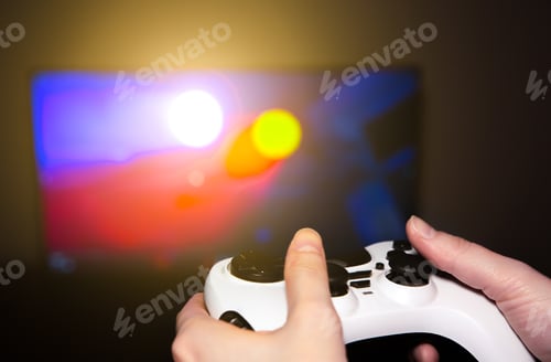 Preview: Man Is Playing Video Games At Home. Gamepad In Hands. Self Isolation Time. Entertainment During The