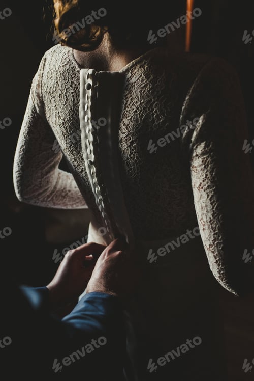 Preview: Detail Of A White And Elegant Wedding Dress.