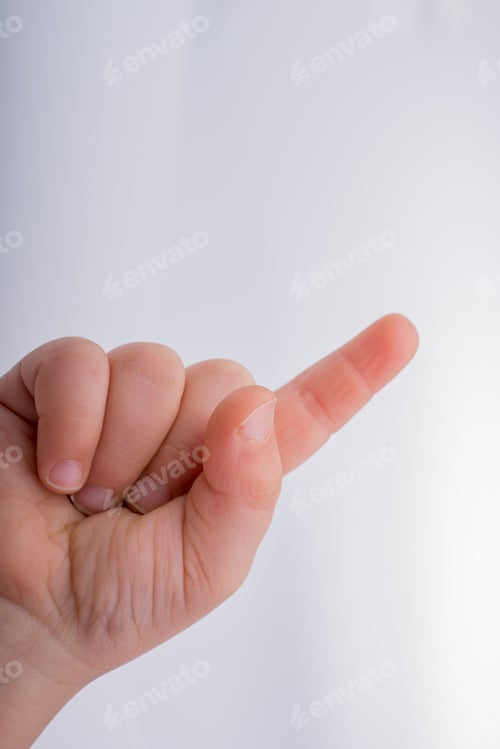 Preview: Hand Pointing Gesture On A White Background