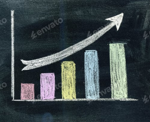 Preview: Colorful Growth Graph Chart Draw On The Blackboard