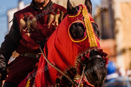 Preview: Detail Of The Armor Of A Knight Mounted On Horseback During A Display At A Medieval Festival.
