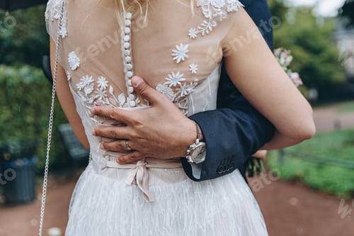 Preview: Wedding Couple Happy Together, Loving Bride And Groom. Bridegroom Photography Concept.