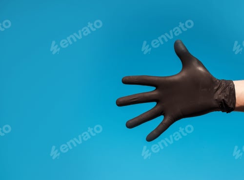 Preview: A Hand Wearing Black Glove With Action Gesture