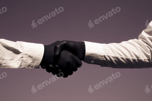 Preview: Corona Virus Or Bacteria Spread By Handshake Or Hand Touch Concept. Say No To Handshake
