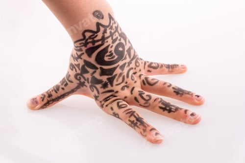 Preview: Hand With Tattoo On A White Background