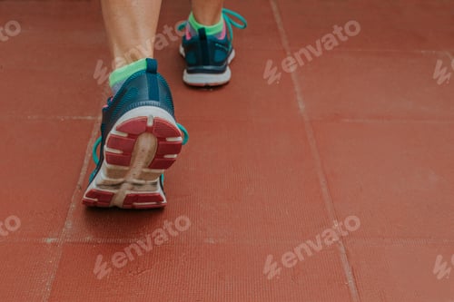 Preview: Feet And Slippers Of The Girl Doing Outdoor Sport In The City