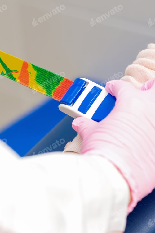 Preview: Nurse Tightens The Harness On The Arm To Take Blood From A Vein For Analysis.