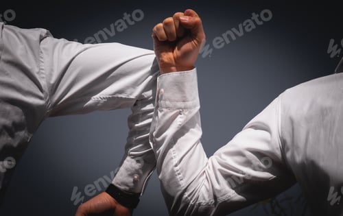 Preview: Elbow Bump. New Novel Greeting To Avoid The Spread Of Coronavirus Or Covid-19 Ncov. Two Business