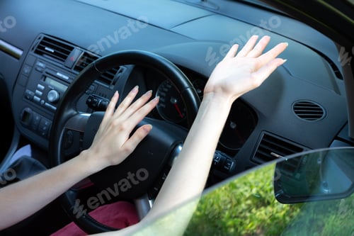 Preview: Angry Woman Behind The Wheel. Unknown Situation While Driving.