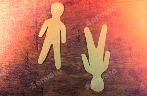 Preview: Man Shape Cut Out Of Paper On Wooden Texture