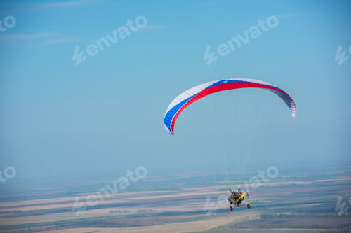 Preview: Paragliding In Mountains. Para Gliders In Fight In The Mountains, Extreme Sport Activity.