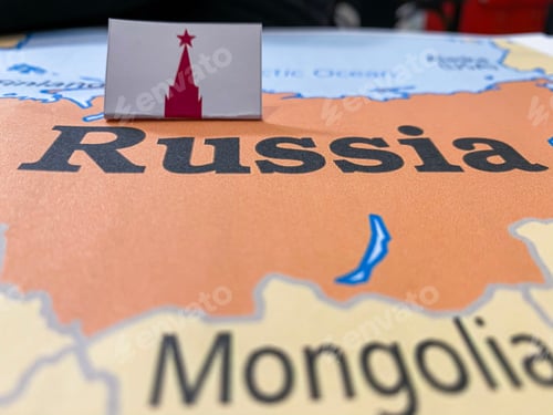 Preview: Russia Map Close Up With Kremlin Red Icon
