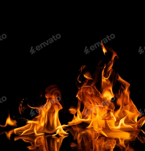 Preview: Beautiful Stylish Fire Flames Reflected In Water
