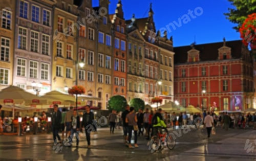 Preview: Blurred European Old City Center At Dusk Background