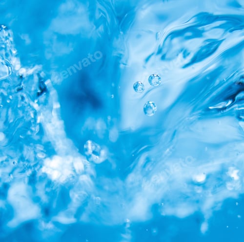 Preview: Blue Water Background With Splashes And Bubbles