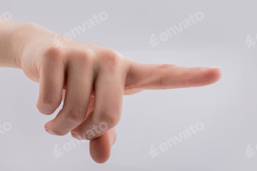 Preview: Hand Pointing Gesture On A White Background
