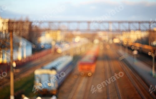Preview: Blurred Railway At Sunset Background